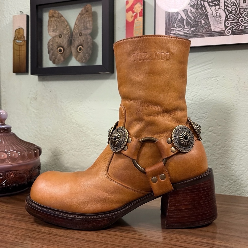 ⚡️Vintage Durango Chunky Platform Ankle Boots w/ Concho Harnesses⚡️